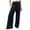 Navy1, variant on Qingpeng Women Summer High Waisted Cotton Linen Pants Wide Leg Long Lounge Pant Trousers with Pockets