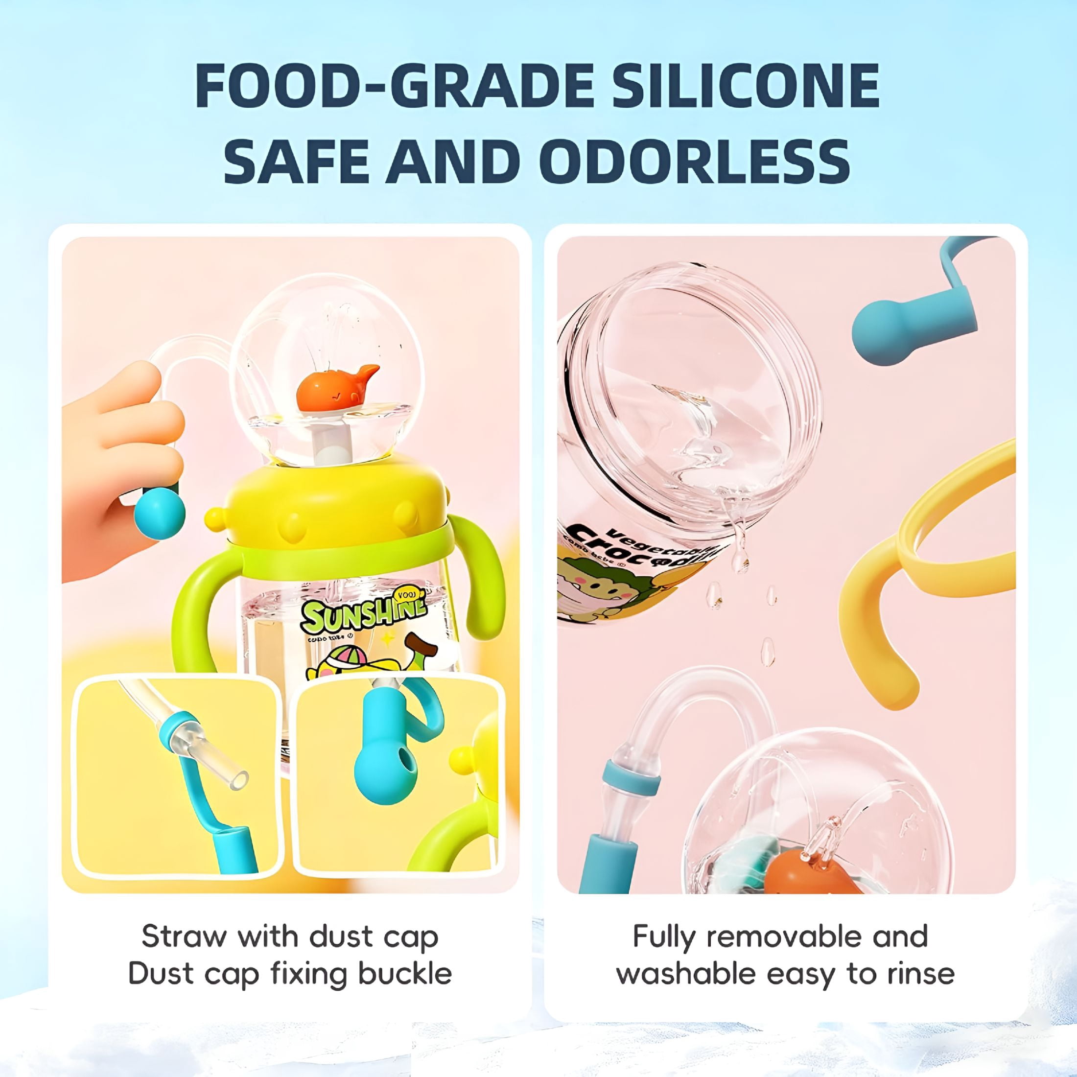ACDANC 2026 New Fountain Cup for Kids Toddlers: 10Oz/300Ml Spill Proof Toddler Sippy,Straw Cup with Handle&Strap,Bpa-Free Sippy Cups for Toddlers 1-3,Kids Water Bottle(Green)