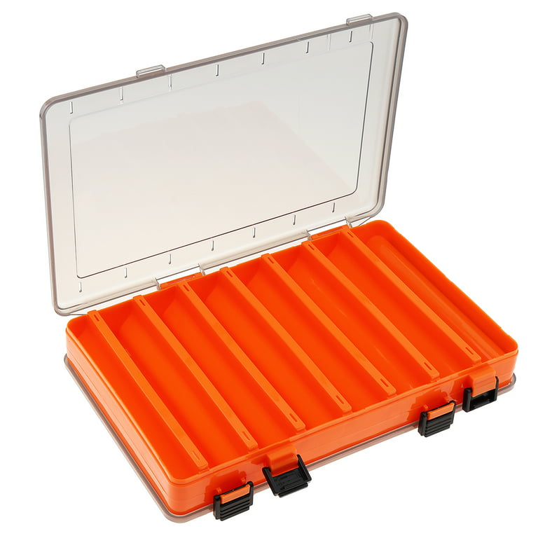 Double Side Orange Thickening 14 Compartments Fishing Lure Box for Shrimp  Bait Minnow Lures Storage Case 