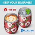 thumbnail image 4 of 12oz Stemless Wine Tumblers Red Strawberry Plants Fruit Vacuum Insulated Stainless Steel Travel Tumbler Cups Mug with Lid and Straw for Champaign,Cocktail,Beer with Cleaning Brush, 4 of 5