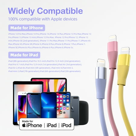 Bkayp iPhone Charger [Apple Mfi Certified] 3 Pack 10ft Fast Charging Cables iPhone Cord Compatible with iPhone 14/13/12/11 Multi-Color