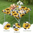 thumbnail image 4 of Elastic Hem Sunflower Tablecloth, Square Polyester Cover for Seasonal Dining, Garden Decor, or Indoor Use, Fits 36x36 Inch, 4 of 6