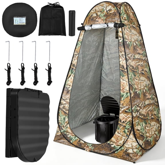 AMTPM Portable Toilet Kit, Camping Toilet with Pop-Up Privacy Tent Toilet Bags, Washable Portable Outdoor Showers Changing Rooms