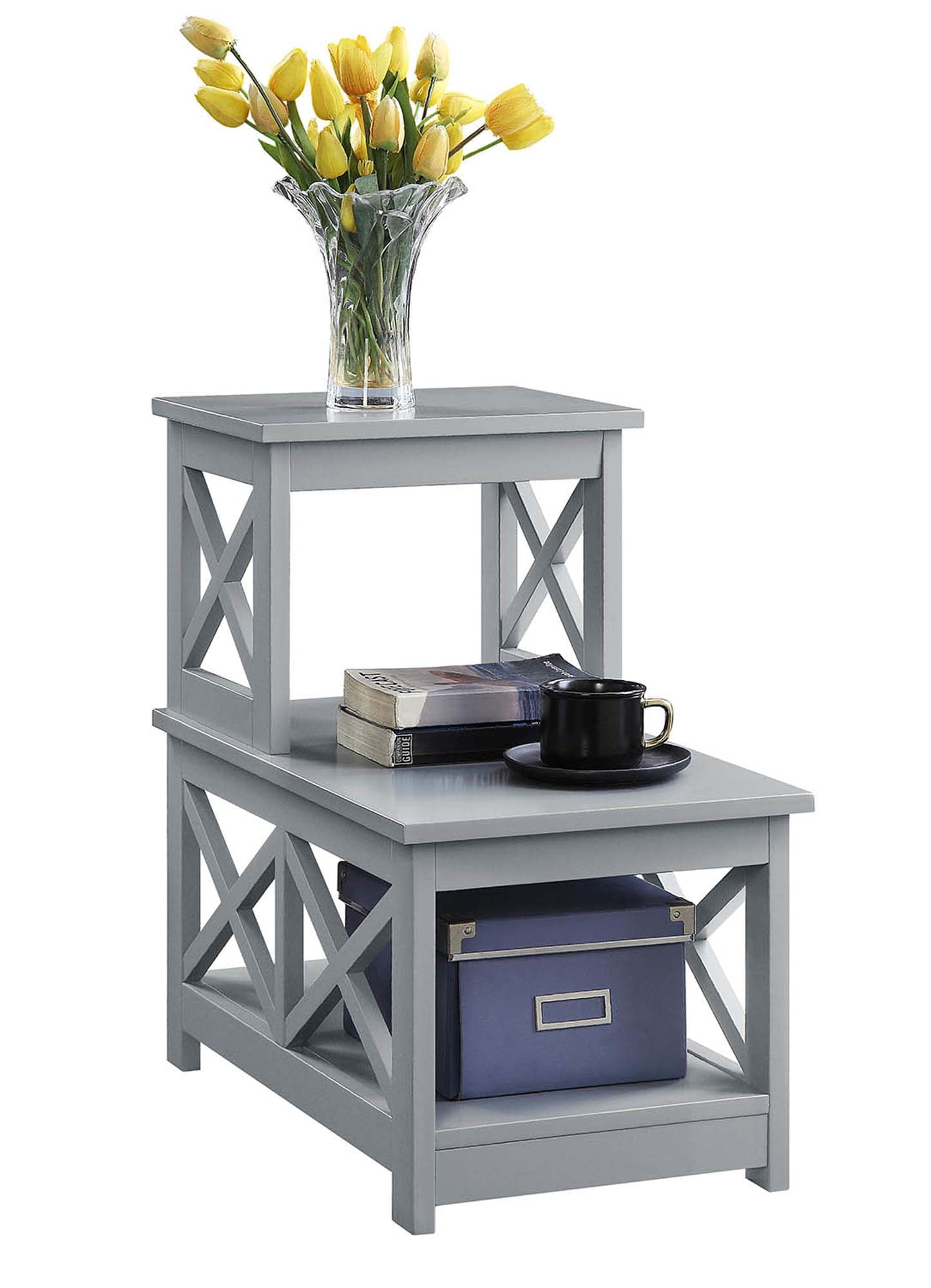 Convenience Concepts Oxford 2 Step Chairside End Table, Gray