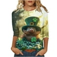 thumbnail image 2 of Gamivast Womens St Patricks Day Shirts Plus Size Funny Shamrock Clover Graphic Crew Neck Blouses Comfy 3/4 Sleeve Trendy Pullover Vacation Outfits S-5Xl, 2 of 5