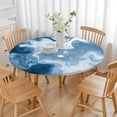 thumbnail image 3 of Blue White Marble Pattern Round Fitted Tablecloth with Elastic Edge,Dining Table Cover Waterproof,Outdoor Round Tablecloth for Camping,Dining,Indoor and Outdoor, 3 of 7
