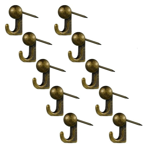 Ciwanning Pack of 10 Metal Push Pin Hangers Picture Hanging Wall Hook for Home or Office