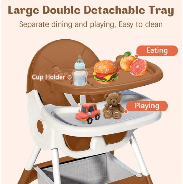 LHUAI Folding High Chair for Babies, Multi-Use Adjustable Baby High Chairs with 5-Point Safety Harness, Easy Clean and Comfortable Feeding Chair