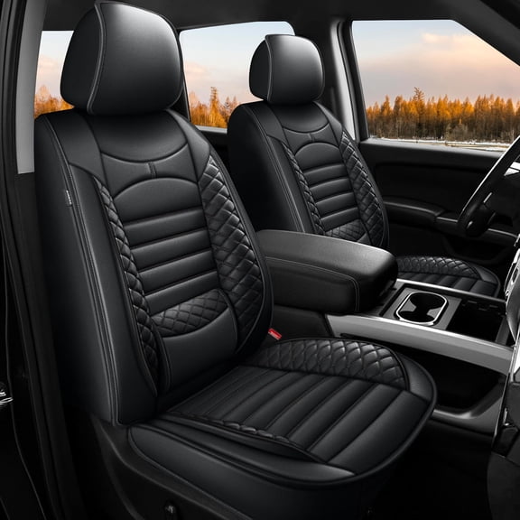 LAONNVIR Seat Covers Full Set Fit for Honda Ridgeline 2006-2025 Crew Cab 5-Seats Car Seat Covers Faux Leather Truck Pickup Seat Cushion Protector - Front Seats with Armrests