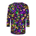 thumbnail image 5 of lcziwo Mardi Gras Tops for Women Sequin 2025 Carnival Themed Tops 3/4 Sleeve Tunic Blouses Round Neck Spring Party Holiday Shirts Multicolor XXXL, 5 of 5