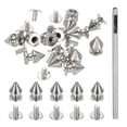 thumbnail image 1 of 12mm Studs for Clothing, 24 Sets Spikes for Clothes Studs and Spikes Leather Rivets Metal Cone Punk Spikes Screw Posts for Leather Jacket, Bronze Silver, 1 of 6