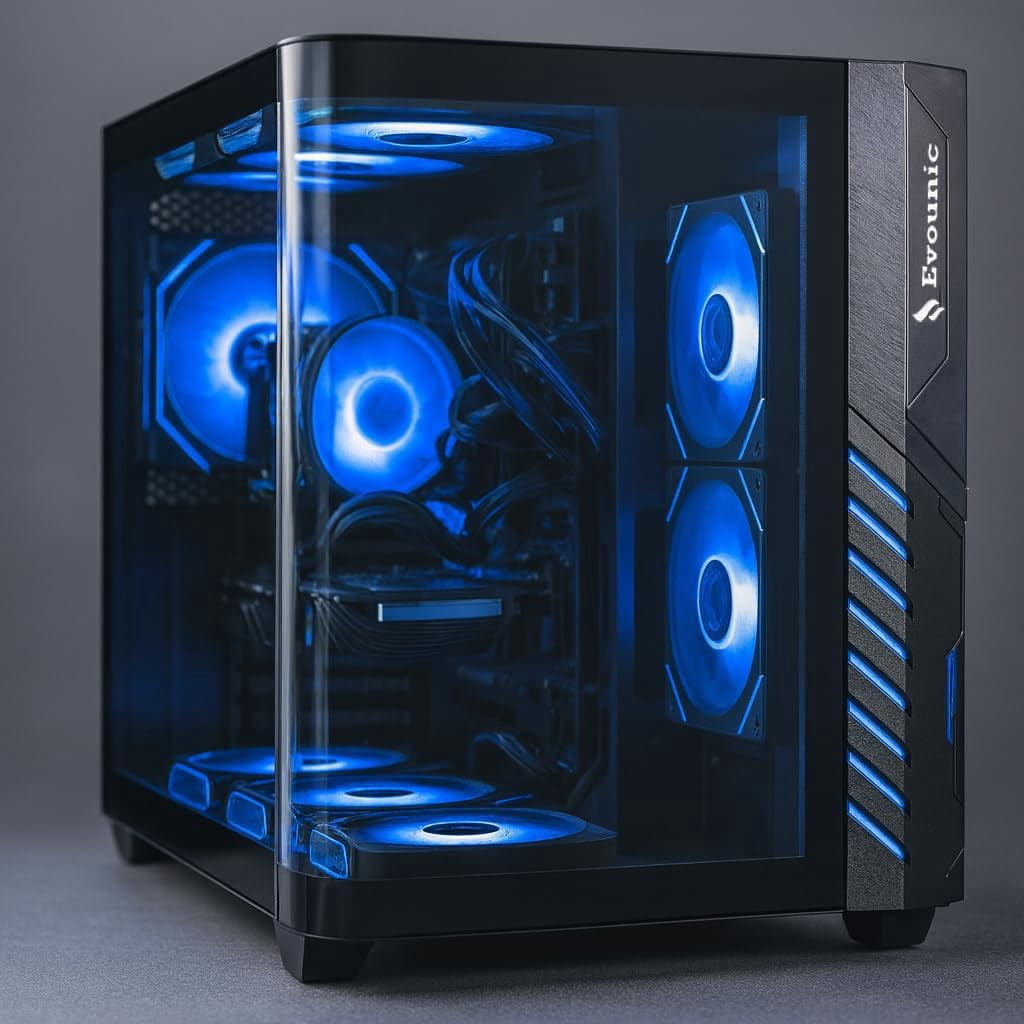 Gaming PC Desktop—i5-11600, RX 580 8GB, 16GB RAM, 512GB SSD+1TB HDD, WiFi 6, BT 5.4, Win11, 9× ARGB Fans | Ready for Fortnite/GTA V/Valorant