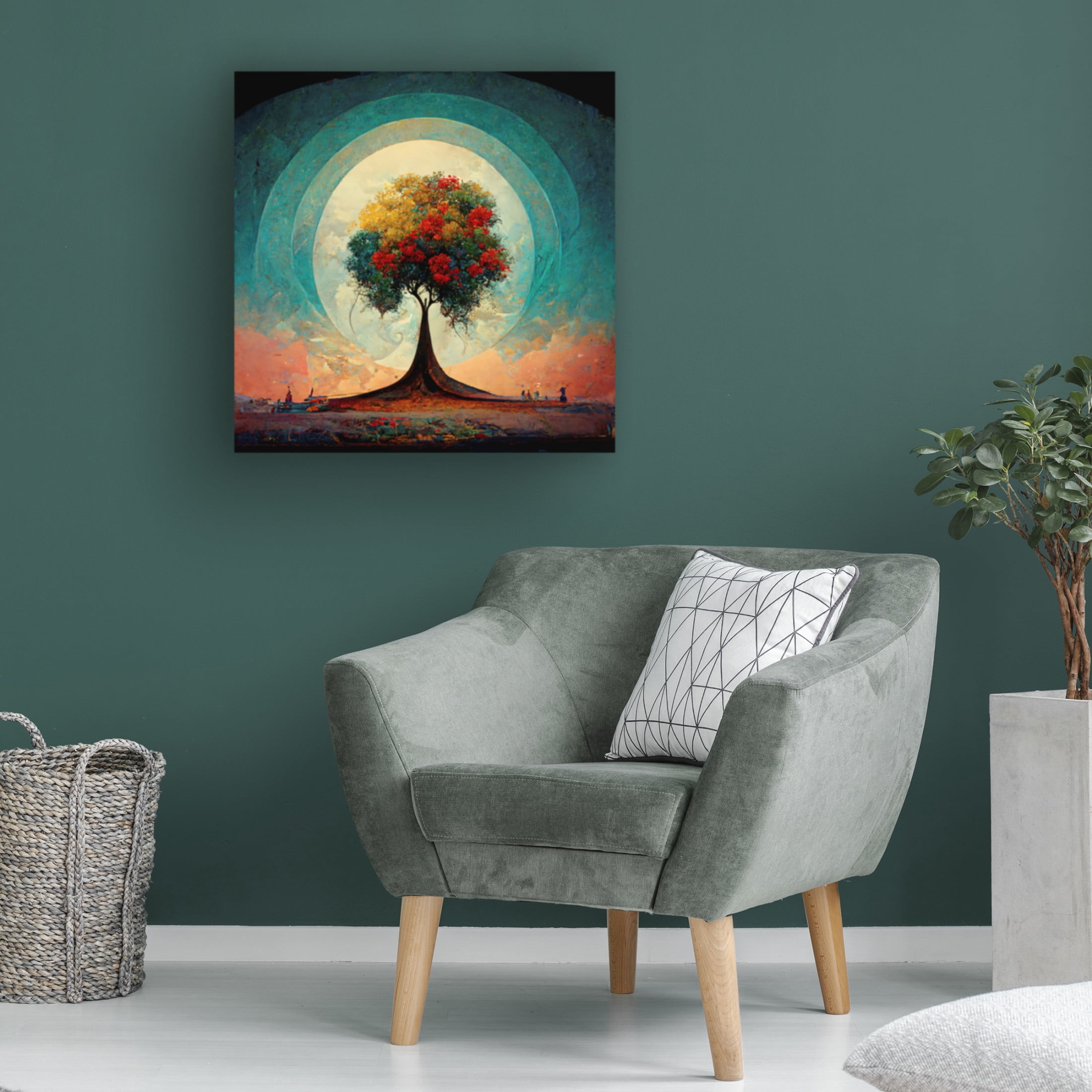 Canvas Wall Art - Ray Heere 'Tree Of Life 8' Wall Art for Living Room, Bedroom, or Office Décor by Trademark Fine Art - 24 x 24 Inches