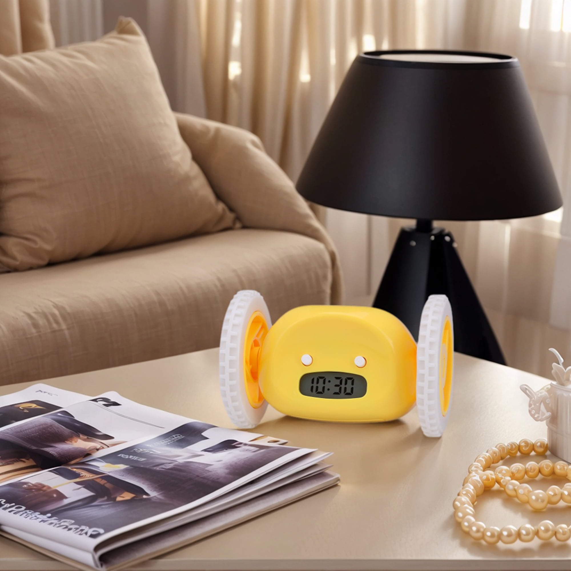 Unique Bargains Multi-Functional Scrolling Alarm Clock Yellow 5.3"L x 3.5"W x 3.5"H
