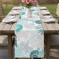 thumbnail image 4 of Teal Green Coastal Table Runner 72 Inches, Grey Beige Teal Coral Starfish Conch Bed Runner Dresser Scarves Tabletop for Indoor Outdoor Parties/Ceremony/Banquet, 16" x 72", 4 of 9