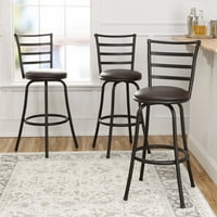 Mainstays Adjustable-Height Swivel Barstool, Hammered Bronze Finish, Set of 3