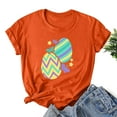 thumbnail image 2 of Jewelreauty Women Easter Short Sleeve Round Neck Shirts Casual Cute Print Tee Summer Lightweight Pullover Tops (2XL, C Orange), 2 of 3