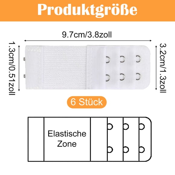 Pack of 6 Women's Bra Extenders, 2 Hooks 3 Rows Bra Extender, Elastic Soft Comfortable Bra Strap Extender, Bra Extender Buckle for Women (White, Black, Beige)