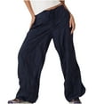 thumbnail image 2 of Idoravan Women's Plus Size Pants Womens Fashion Casual Elastic Waist Drawstring Strap Solid Color Big Flare Wide Leg Pants, 2 of 8
