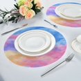 thumbnail image 4 of 15.4" Round Placemat Set of 6 Polyester Fabric Place Mats Non-Slip Dining Kitchen Table Mats for Kitchen Party Decor Tie-dye Clouds Pattern, 4 of 5