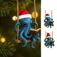 thumbnail image 5 of Christmas Octopuses Pendant - 2D Flat Holiday Keychain Ornament for Backpack, Festive Accessory Gift for Friends & Family, 5 of 5