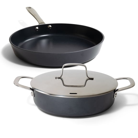 Alva Maestro Cookware Set 3-Piece Set - Nonstick Ceramic Frying Pan and Saute Pan with Lid - Oven Safe, Easy to Clean and Made without Harmful Chemicals - Induction and All Stovetop Compatible