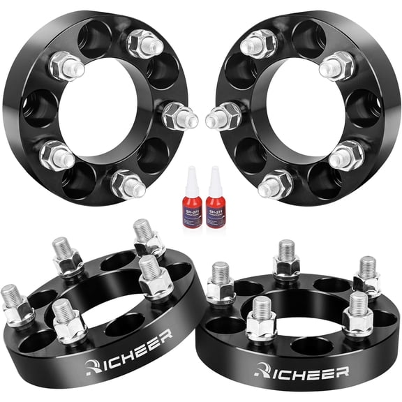 Richeer 5x4.5 Wheel Spacers for YJ TJ XJ KJ KK ZJ Wrangler Explorer Mustang Edge Ranger, 4PCS 1 inch 5x114.3mm 5 Lug Forged Wheel Spacer with 1/2-20 Studs 82.5 mm Center Bore
