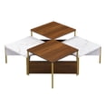 thumbnail image 3 of Euroco Modern Nesting Coffee Tables Set of 4 -Mid Century Modern Square Living Room Table, Free Adjustable Shape,Versatile and Stylish Accent Furniture for Your Living Room White & Walnut Color, 3 of 6