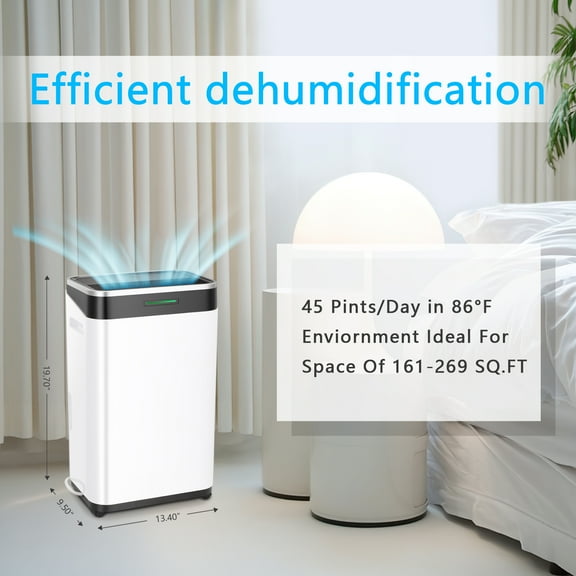 FREE VILLAGE 45 Pint Dehumidifier - 2750 Sq Ft Dehumidifiers for Home, Basements with Humidity Sensor, Air Filters, Auto Defrosting and Energy Use Electronic Control Smart Off/On