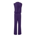 thumbnail image 4 of Women's Dressy Casual Summer Jumpsuits Sleeveless Mock Neck Wide Leg Pants Romper One Piece Formal Party Outfits Purple M, 4 of 5
