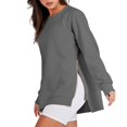 thumbnail image 5 of kamemir Lightweight Sweatshirts for Women Womens Oversized Sweatshirt Crewneck Long Sleeve Tunic Pollover Shirts Side Zipper Hoodie Sweater 2024 Fall Clothes(Grey,XXL), 5 of 6