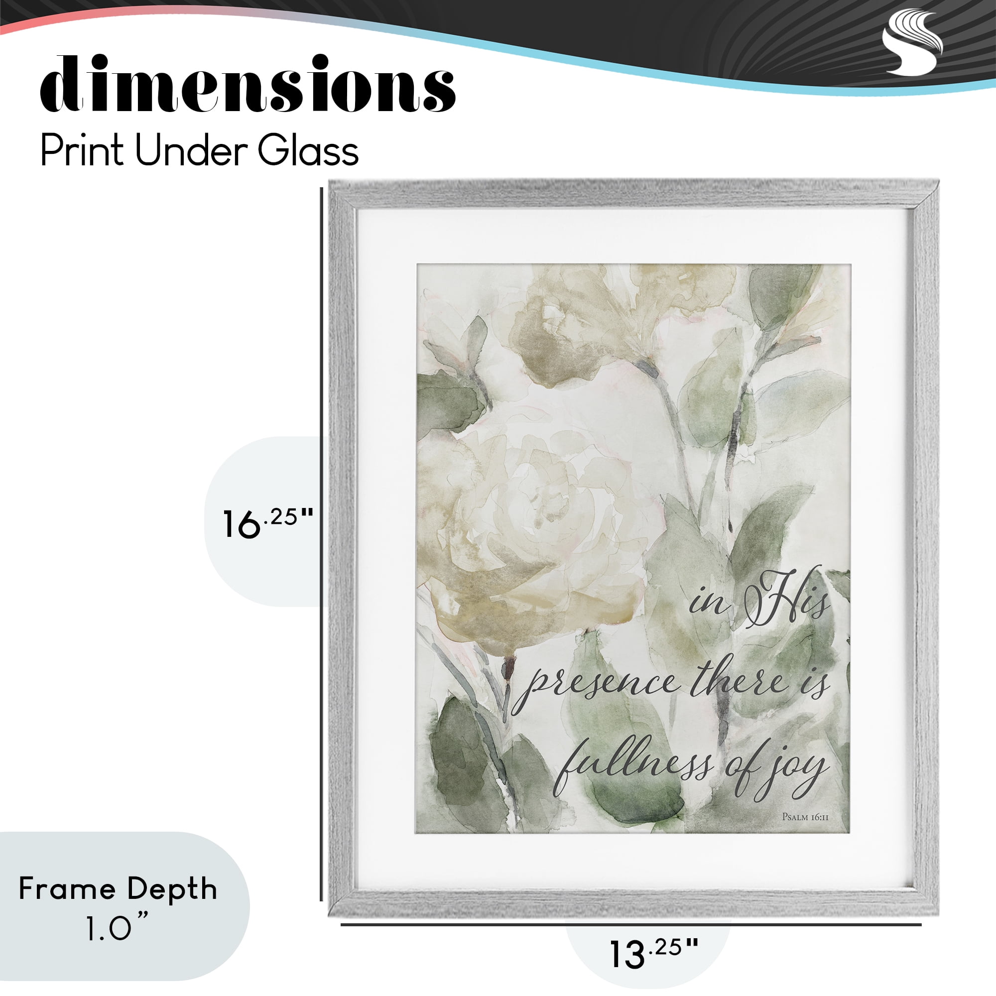 Stupell Industries His Presence Floral Scripture Gray Framed Print Under Glass, design by Lanie Loreth