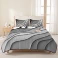thumbnail image 3 of Queen Quilt Set 90''x96'', Black Grey Ombre Lightweight Bedspread Coverlet with 2 Pillow Shams, Modern Geometric Abstract Aesthetic Cream Breathable All Season Quilt Bedding for Bedroom/Guest Room, 3 of 9