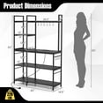 thumbnail image 3 of Costway Bakers Rack 5-Tier Coffee Bar Table with 10 S-Shaped Hooks & Power Outlets Black, 3 of 10