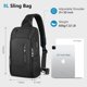 thumbnail image 5 of HEROIC KNIGHT Sling Mochila Cruzada, Impermeable, con Puerto de Carga USB, Antirrobo, para Tableta de 9.7 Pulgadas, Negro, 5 of 7