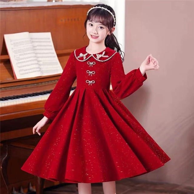 Robe Princesse Fille Automne Bébé Enfant Robe de Bal Manches Longues Robes Mariage Anniversaire Robe de Fête Vestidos Ado Enfants Vêtements