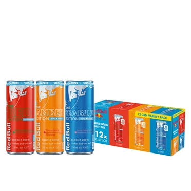 Red Bull Energy Drink Sugarfree Variety Pack, Red, Amber, and Sea Blue,8.4 fl. oz, Pack of 12 Cans