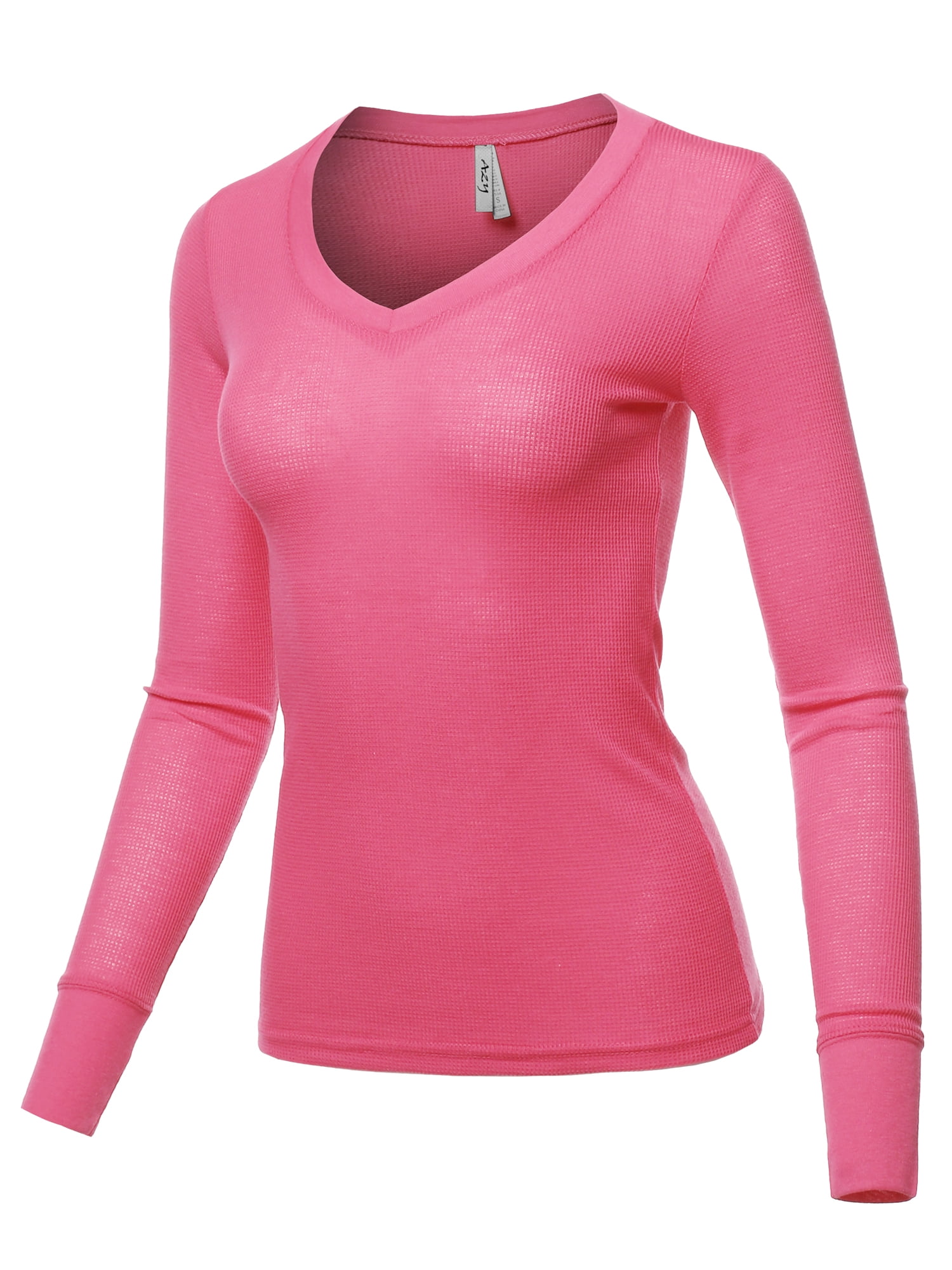 A2Y A2Y Women's Basic Solid Long Sleeve V Neck Fitted Thermal Top