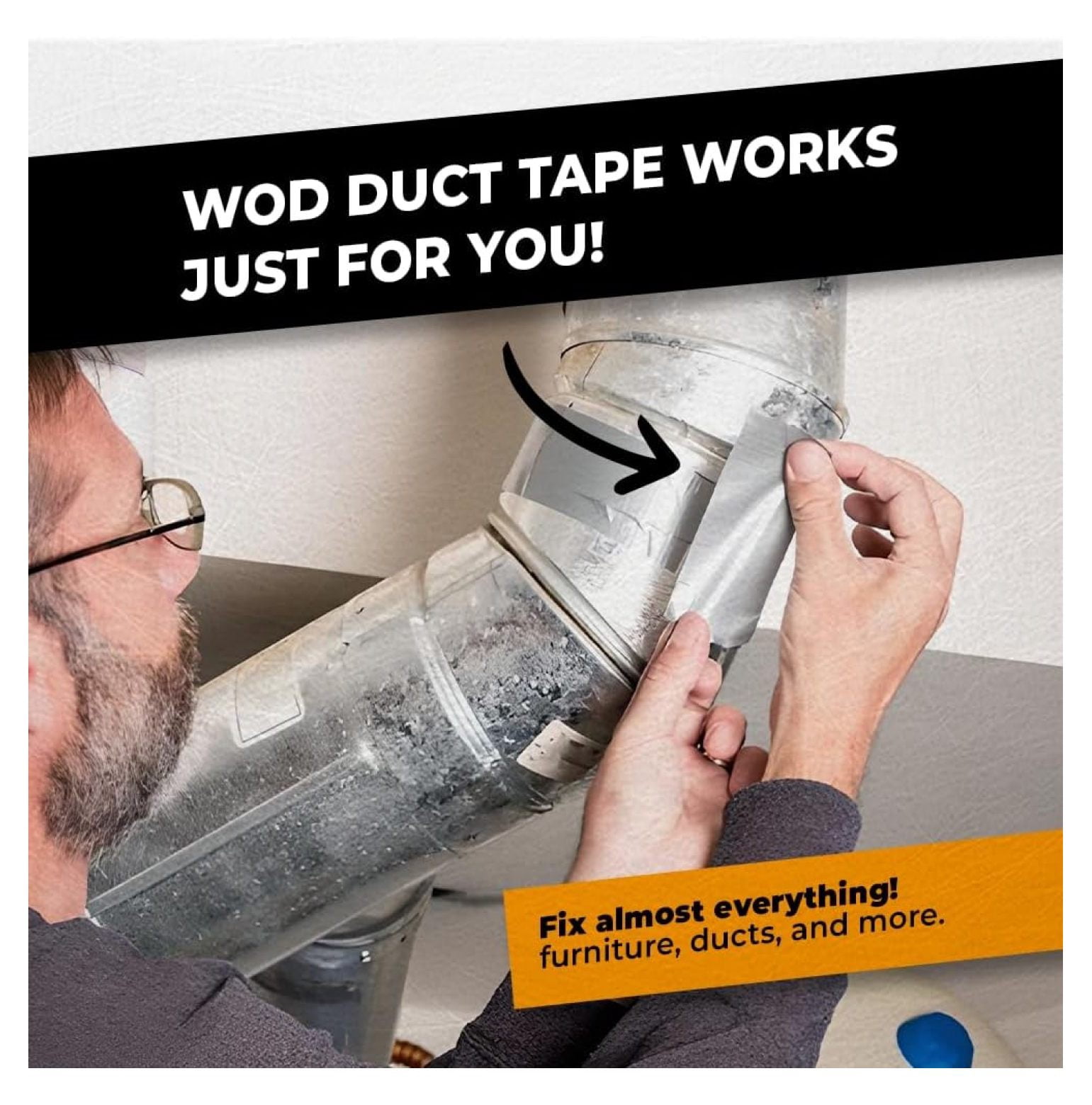 WOD DTC10 Advanced Strength Industrial Grade Brown Duct Tape, 6 inch x 60 ft. Waterproof, UV Resistant For & Home Improvement
