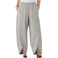 thumbnail image 1 of QUYUON Women's Casual Pants & Capris Fashion Casual Spring And Summer Solid Color Stripe Long Wide Leg Trousers Womens Plus Size Capris Female Capris Style Q917 , Gray Medium, 1 of 4