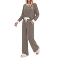 thumbnail image 2 of Fantaslook Color Block Pajamas for Women Crew Neck Tops Long Loungewear Pants Spliced 2 Piece Outfits Sets with Pockets, 2 of 10