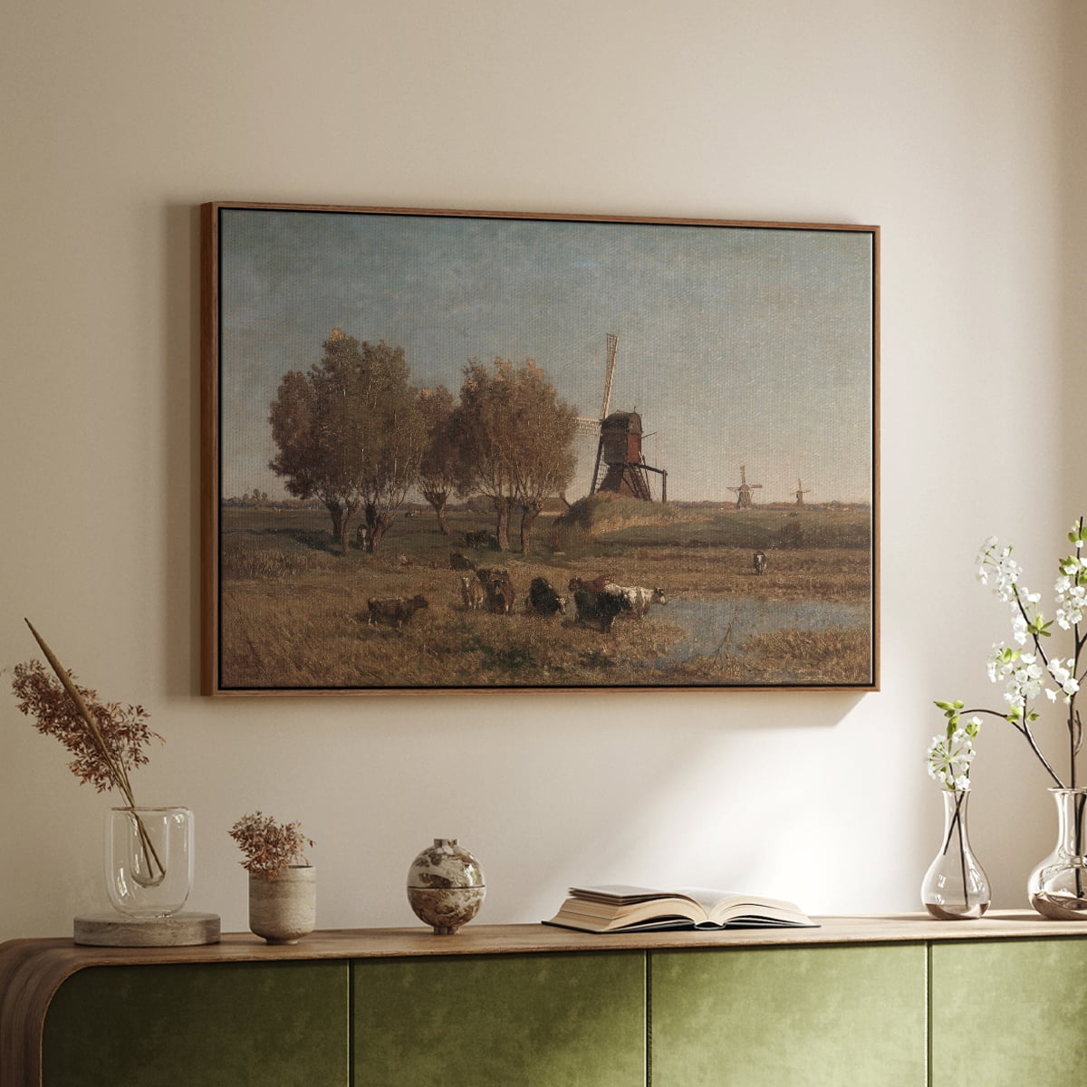 Vintage Landscape-CDII By Wexford Home Framed in Walnut Wood Gallery Wrapped Canvas 17 in. x 25 in.