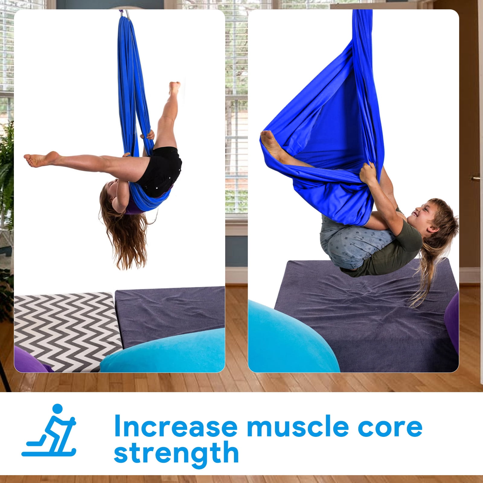 Sensory Swing for Kids Therapy Swing Hammock Indoor Outdoor, Hardware Included, Soft Breathable Nylon Cuddle Swing Joy Hammock for Child Adult with Autism, ADHD, Aspergers, Sensory Integration,Blue