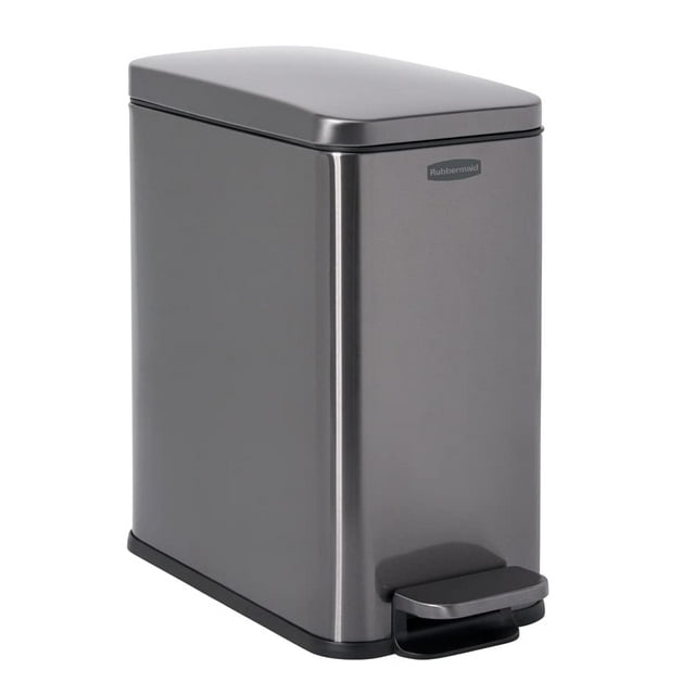Bidón de basura Rubbermaid Slim Step-On de acero inoxidable, 10 litros