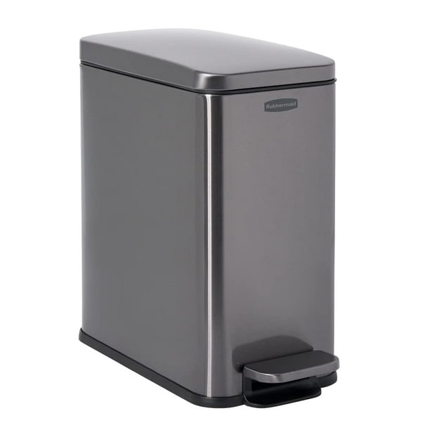 Bidón de basura Rubbermaid Slim Step-On de acero inoxidable, 10 litros