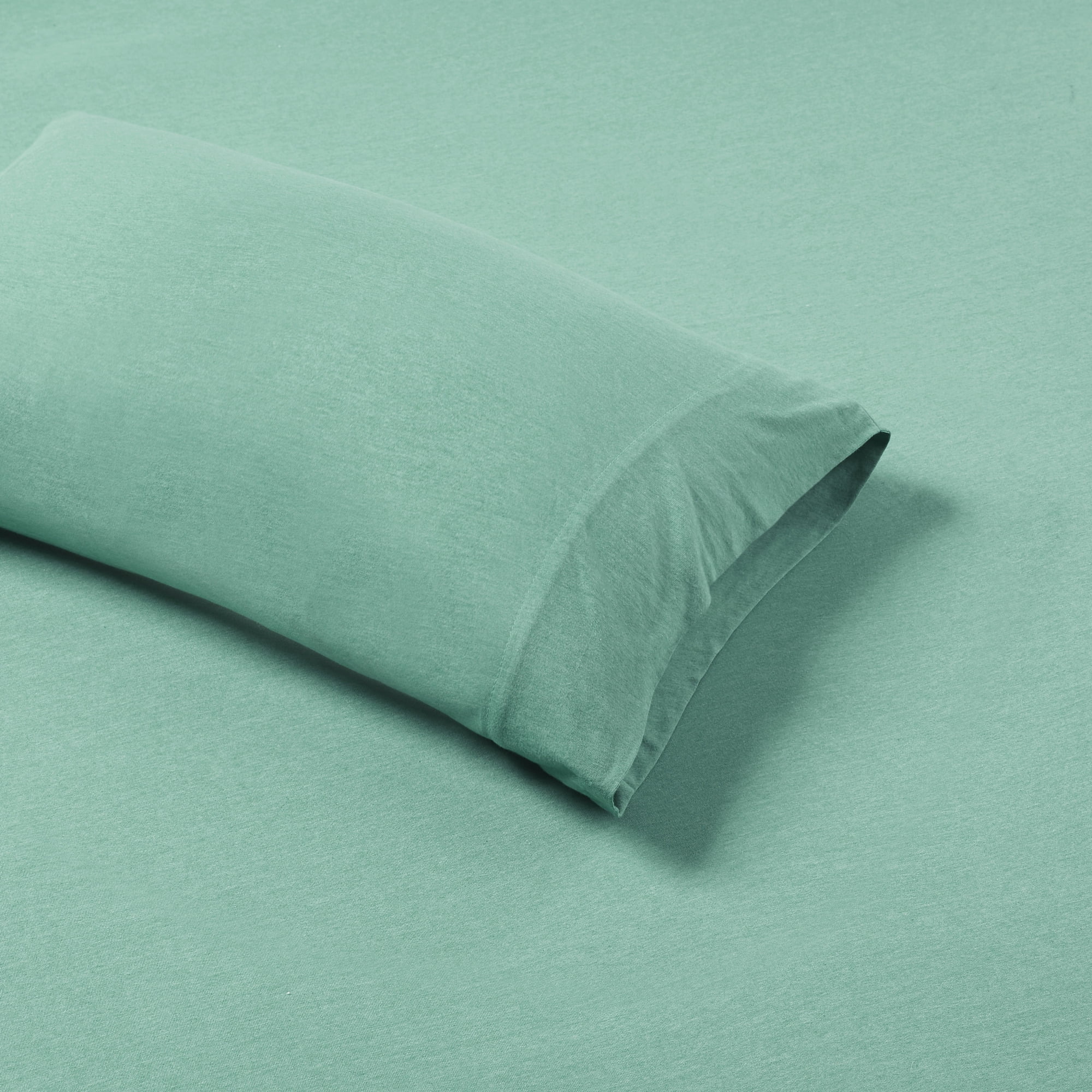 Comfort Classics All Season Cotton Blend Jersey Knit 4 Piece Aqua Sheet Set, Queen