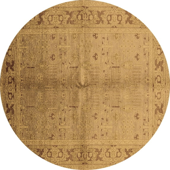 Ahgly Company Indoor Round Oriental Brown Traditional Area Rugs, 5' Round