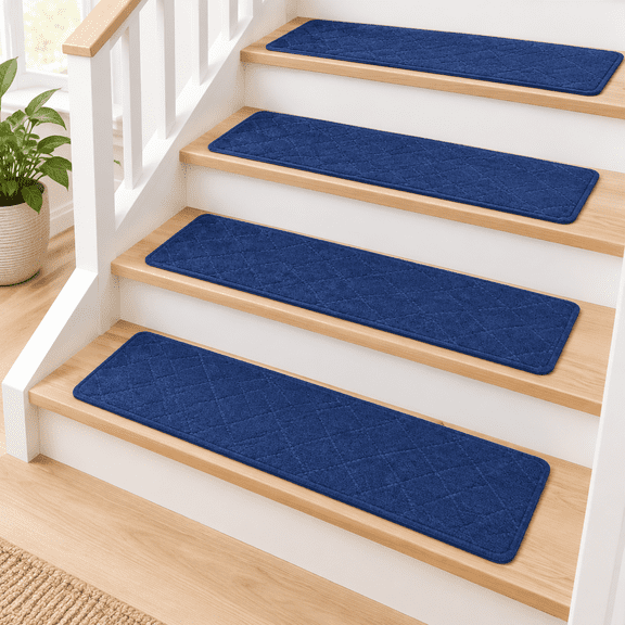 Blue 4 Non-Slip Stair Treads for Wooden Steps and Smooth Surfaces