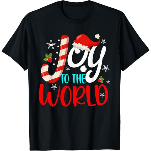 Cute Christmas Pajamas Xmas Joy To The World Candy Cane Kids T-Shirt