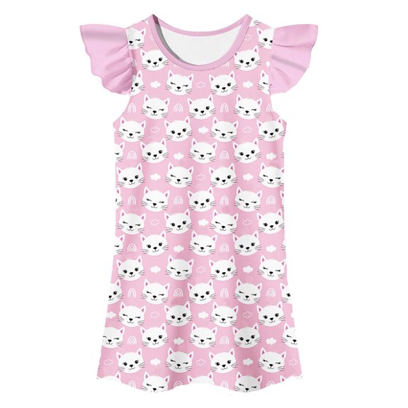 Rggeeun Kids Girls Princess Dress Gown Toddlers Casual Wear Cute Dresses Stylish O-Neck Sundress